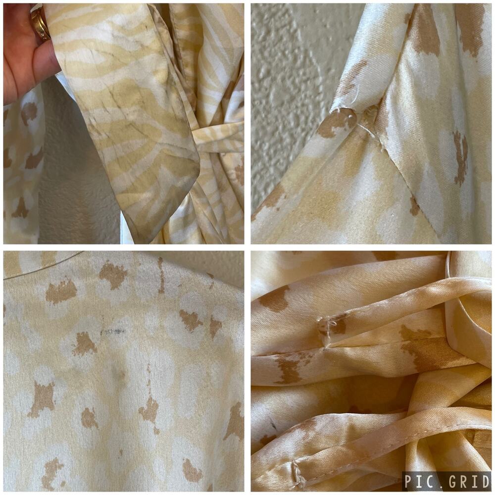 Show Me Your Mumu Harlow Silkey Robe Animal Print Cheetah Zebra Cream & Tan O/S - Picture 8 of 16